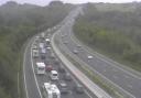 Traffic backing up on the M3 on Saturday, August 31, following an incident