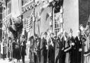 The civic procession through the town on the charter celebration day.