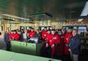 Chelsea Pensioners pictured in the Bridge on board Queen Mary 2