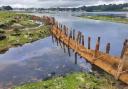 Sediment retention barriers installed at Hamble Estuary. Image: Solent Seascape Project/Hampshire County Counil