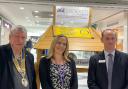 Bob Hitchins, Fareham Rotary Club President, Sarah Jacobs from Age Concern Hampshire, and Mike Taylor, Centre Manager at Fareham Shopping Centre