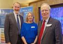 Mandy Boughton, the new President of Hampshire Chamber, with Ross McNally, Chief Executive and Executive Chairman, left, and outgoing President Peter Taylor