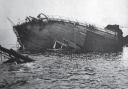 The wreck of the SS Hilda off rocks near St Maio.