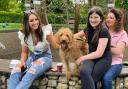 Romsey woman Lizzie Horner, far right, with her two daughters and Teddy