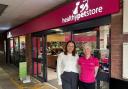 Carswell Gould Marketing Executive Maddie Gulliver and Healthy Pet Store Managing Director Deborah Burrows outside the Totton store