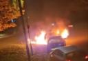 A Jaguar car was on fire on Pilgrim Place in Mansbridge on Friday night