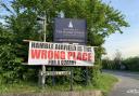 Banner at Satchell Lane in Hamble objecting to the plans. LDRs