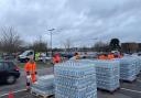 Bottled water stations were very busy