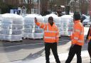 Long queues as people collect bottles of water at Places Leisure in Eastleigh.