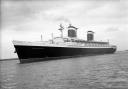 SS United States ship in Southampton waters. Built in 1952, SS United States is a luxury cruise liner constructed entirely in the United States. Costing $78 million , she was designed to break the trans-Atlantic speed record which she did in 1952 and has