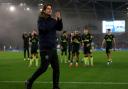 Thomas Frank applauds the fans (Steven Paston/PA)