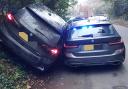 BMW police car makes tactical contact with BMW 2-Series