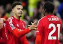 Morgan Gibbs-White celebrates scoring Forest’s second goal (Peter Byrne/PA)