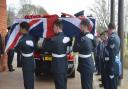 A Spitfire flew over and a guard of honour was held to celebrate the life of 103-year-old RAF hero Bryan Wardell.