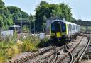 SWR and GWR trains arriving at Basingstoke station.