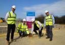 One Horton Heath begins to take shape as foundation stone is laid for first homes, supported by leader of Eastleigh Borough Council, Keith House
