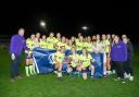 Saints Women Under-21s celebrate with the Hampshire Senior Cup.