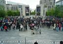 The crowd in the Guildhall Square for the Good Friday Easter service