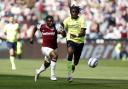 West Ham United's Mohammed Kudus and Southampton's Lesley Ugochukwu (right) battle for the ball.