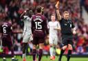 Michael Steinwender was shown a red card by referee John Beaton (Jane Barlow/PA)