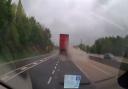 Video footage captures the ‘frightening’ moment a lorry’s tyre bursts on the M27