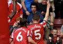 Southampton's Jack Stephens scores during the Premier League match between Southampton and Fulham