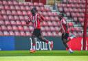 Joachim Kayi Sanda celebrates restoring Southampton's lead at St Mary's.