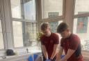 Students treated runners at the London Marathon