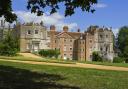 The south front of Mottisfont, near Romsey, Hampshire with the parterre garden.