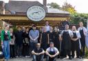 The White Horse team in the revamped garden space