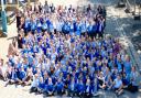 The entire school at Sholing Infant School came out for a photo to celebrate an outstanding Ofsted report.