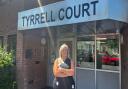 Jane Hall standing outside Tyrrell Court on Brookside Way.