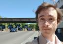 Reporter Cristiano outside the toll gate of the Itchen Bridge