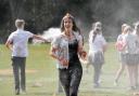 GCSE school pupils celebrated their last day of school with a flour, egg and ketchup fight on Friday afternoon. The year 11 pupils from Crofton School in Stubbington near Fareham in Hampshire have just a few weeks of exams left after half term.Ê A