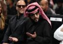 Turki Alalshikh and actor Jason Statham (left) at the Kingdom Arena in Riyadh, Saudi Arabia.