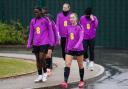 England's Michelle Agyemang and Ella Morris during a trining session at St George's Park, Burton upon Trent. Picture date: Tuesday May 27, 2025.