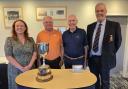 Pictured left to right – Aileen Simpson (Brokenhurst Manor captain), Alan Mew, Idris Vernall and Hampshire Golf president David Wheeler.