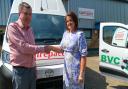 From L to R: Richard Pescott, Managing Director Quirepace, with Sara Gillett, Area Account Manager South for the One Toyota Business Team 