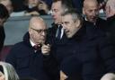 Sir Dave Brailsford pictured with new Manchester United director of football Jason Wilcox in the stands before a UEFA Europa League round of sixteen second leg match at Old Trafford, Manchester.