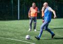 David Muskett playing walking football with the Dorset Parky Striders. He's taking part of the STEPS 2 trial