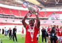 Charlton Athletic's Thierry Small with the trophy after winning the Sky Bet League One play off final at Wembley