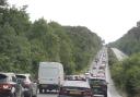Traffic on the A31 last night as queues enter second day