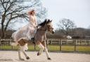 A bride riding her horse at her Langford Farm wedding