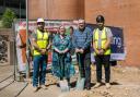 Breaking ground at Mayflower Theatre are of Leader of Southampton City Council Councillor Lorna Fielker with Mayflower’s Chief Executive Michael Ockwell alongside Aiden Walsh and Dave Dimmock from contractors GF Holding.