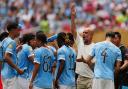 Manchester City manager Pep Guardiola says Rico Lewis’ red card was ‘unnecessary’ by the referee (Derik Hamilton/AP)