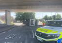 The lorry flipped on the Redbridge Roundabout