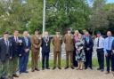 Some of the council’s Armed Forces veteran employees attending the VE day flag raising on 8 May 2025 at Appletree Court, Lyndhurst