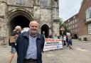 Ted Hill, Hamble resident and businessman, protesting at Hampshire County Council against the proposed quarry. Image: LDR