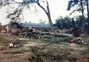 Anniversary of great stort (1987) at Exbury. Storm damage at the sawmill.