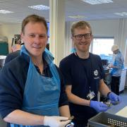 Wightlink Commercial Director Phil Delaney with Dr Luke Helmer in the laboratory